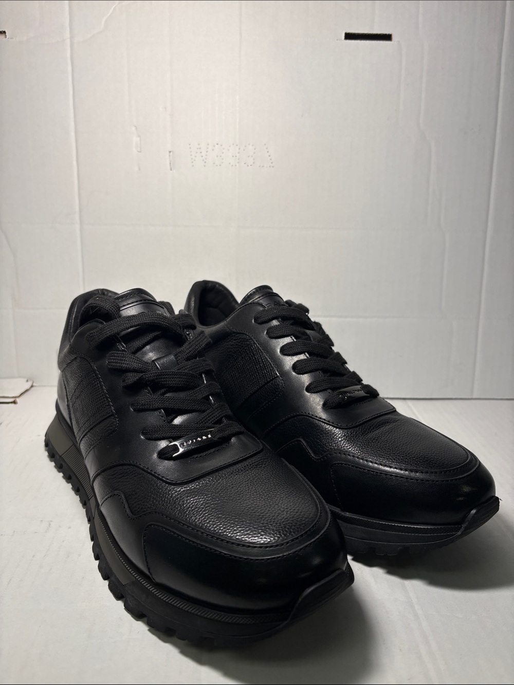 Baldinini Black Leather Low-Top Sneakers Size 10US 43EU